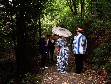Male and female principles and main crew of period feature 'Silverville'